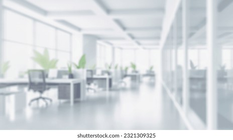 Blurred empty open space office. Abstract light bokeh at office interior background for design. - Shutterstock ID 2321309325