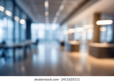 Blurred empty open space office. Abstract light bokeh at office interior background
