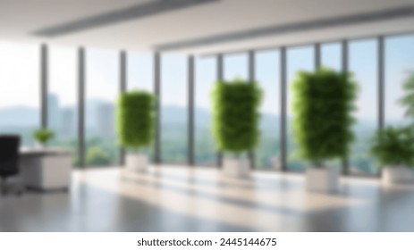 Blurred empty open space office. Abstract light bokeh at office interior background for design.