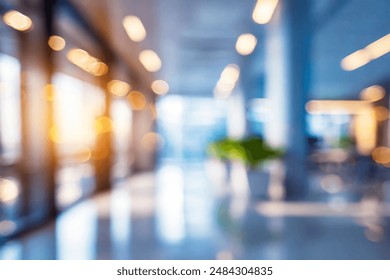 Blurred empty open space office. Abstract light bokeh at office interior background - Powered by Shutterstock