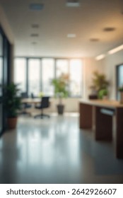 Blurred empty open space office. Abstract light bokeh at office interior background