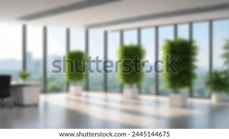 Blurred empty open space office. Abstract light bokeh at office interior background for design.