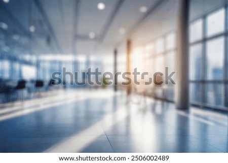 Blurred empty open space office. Abstract light bokeh at office interior background