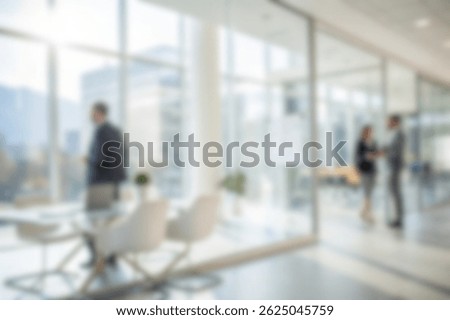 Blurred empty open space office. Abstract light bokeh at office interior background for design.