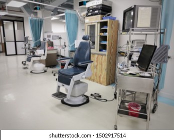 Blurred Of The Endoscopy Room For Examination Of Abnormalities Within Ear, Nose And Throat (ENT Surgery).