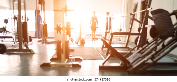 Blurred of fitness gym background for banner presentation. - Shutterstock ID 374917516