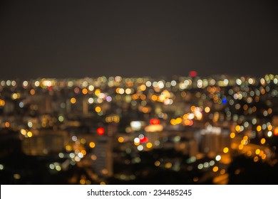 Blurred Focus Of Big City In Night Time