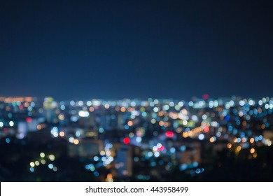 Blurred Focus Of Big City In Night Time