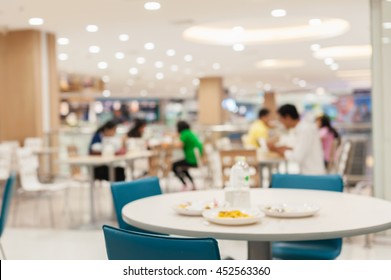 Blurred Food Court In Shopping Mall Background