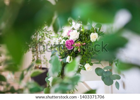 Similar – Foto Bild Wildblumenstrauß auf dem Tisch am Fenster