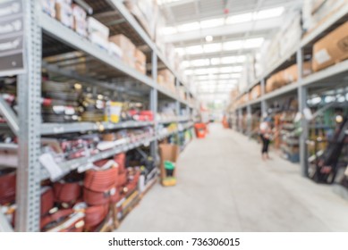 Blurred Garden Center In Home Improvement Retail Store