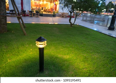 Blurred Garden Glowing Decoration Light In The Park At Night