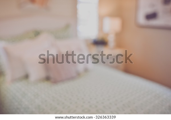 Blurred Girls Bedroom Bed Nightstand Retro Stock Photo Edit