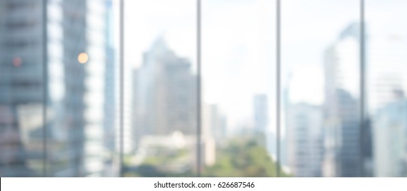 Blurred Glass Window Wall Building Background : Office And Hallway Interior