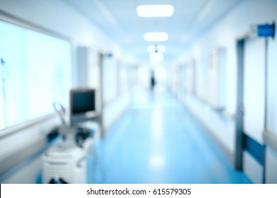 Blurred Hospital Hallway, Unfocused Background.