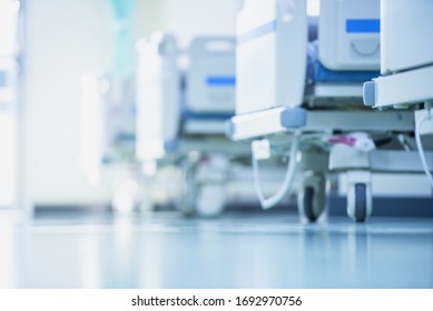 Blurred hospital images, Patient bed in the hospital, Hospital cleaning, Hospital disinfection cleaning, Patient bed cleaning for emergency patients.