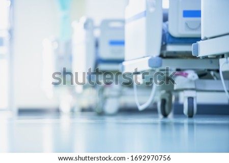 Blurred hospital images, Patient bed in the hospital, Hospital cleaning, Hospital disinfection cleaning, Patient bed cleaning for emergency patients.
