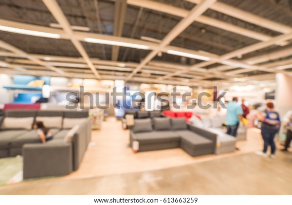 Blurred Huge Furniture Store Row Multicolor Stock Photo Edit Now