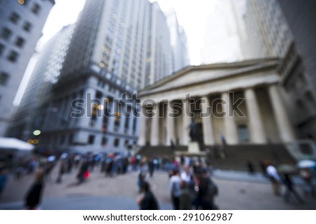 blurred image of the area at Broad Street and Exchange Place in New York City, NY.