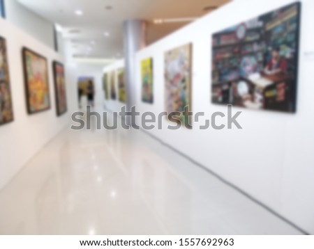Blurred image of Art Gallery Museum or Showroom exhibit Picture or Painting.