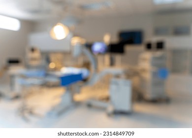 Blurred image background with Empty emergency room, intensive care room, intensive care unit in hospital or clinic - Shutterstock ID 2314849709