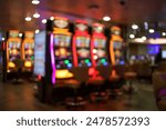 Blurred image of casino slot machines