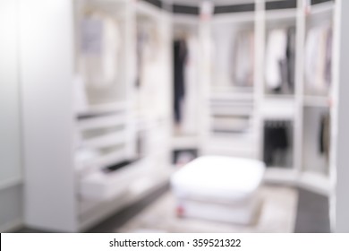 Blurred Image Of Closet Room For Background Uses.