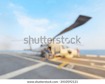 Blurred image of coastal patrol helicopter:Use for website banner background,backdrop