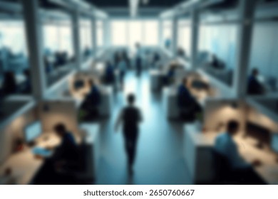 Blurred image of Dynamic Modern Open Plan Office with Busy Professionals - Powered by Shutterstock - Get 15% off with code: PIKWIZARD15