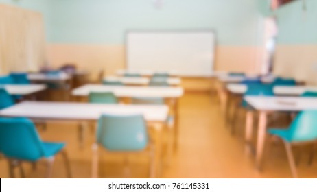 Blurred Image Of Empty Classroom Use For Background