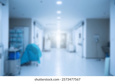 Blurred image of an empty corridor to operating room in hospital.