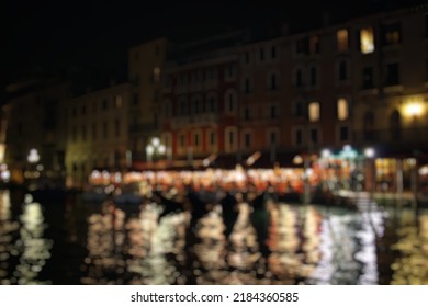 Blurred Image Of Floating Restaurant In Venice