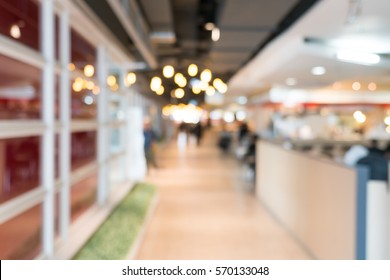 Blurred Image Of Food Court For Background Use.