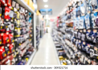 Blurred Image Of Hardware Supplies In Shop - Blur Background Concept