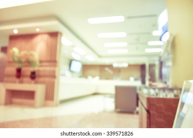 Blurred Image Of Hospital - Front Office Desk Reception Entrance