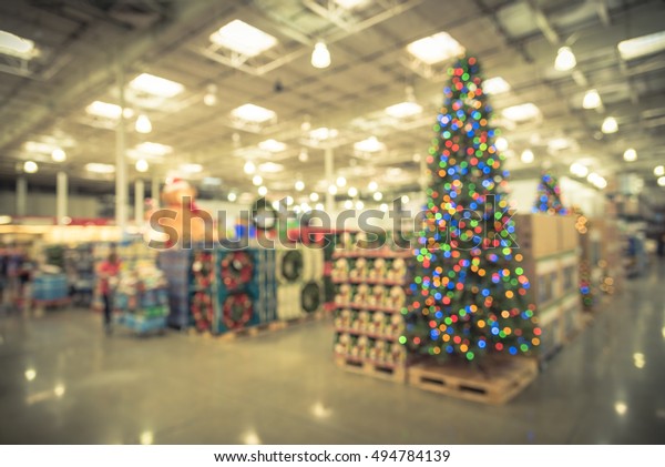 Blurred Image Huge Christmas Tree Decoration Stock Photo Edit Now