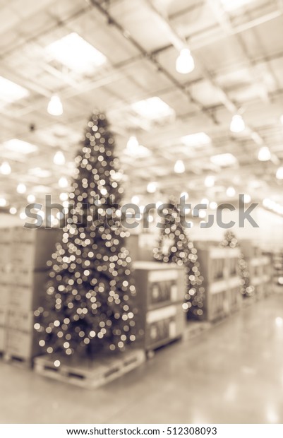 Blurred Image Huge Christmas Tree Decoration Stock Image