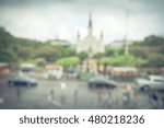 Blurred image of Jackson Square with Jackson