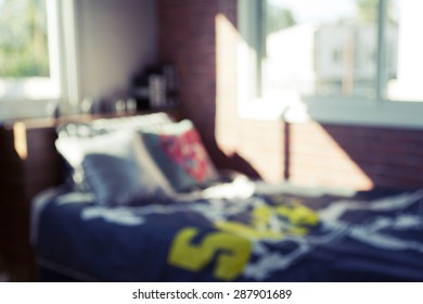 Blurred Image Of Modern Boy's Bedroom 