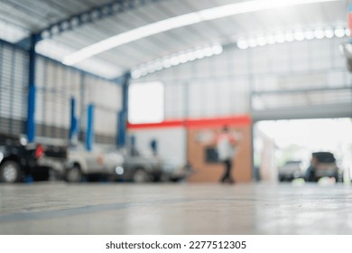 Blurred image of modern car service center