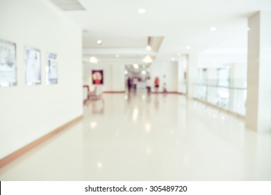 Blurred Image Of Modern Hospital - Corridor Hallway