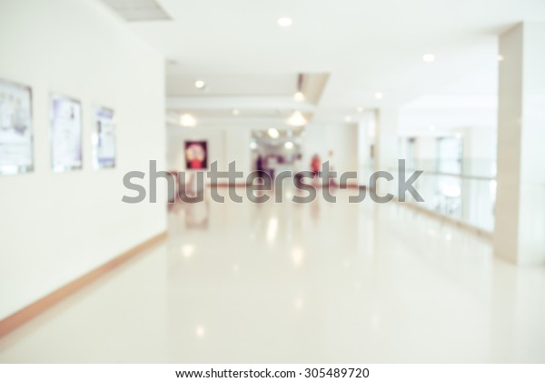 Blurred Image Modern Hospital Corridor Hallway Backgrounds