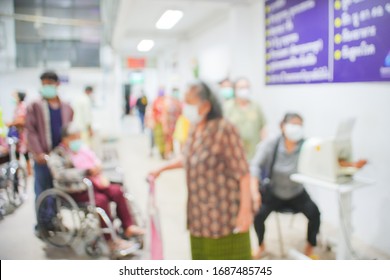 Blurred  image of patients in the hospital waiting to see doctor for  check and test Coronavirus disease,Covid 19 before treatment. - Shutterstock ID 1687485745