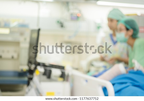 Blurred Image Patients Nursing Care Treatment Stock Photo