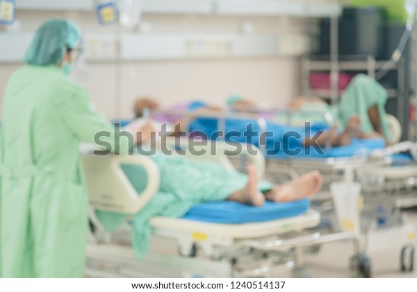 Blurred Image Patients Nursing Care Treatment Stock Photo