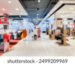 Blurred image of people walking and shoping at atmosphere of shopping in a leading shopping center decorated in a modern way background