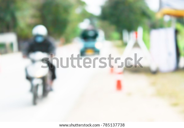 Blurred image at the\
police checkpoint.
