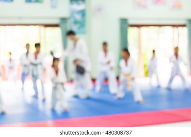 Blurred Image Of Taekwondo Class For Children