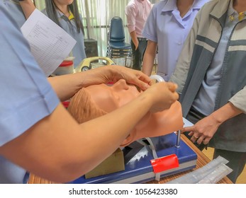 Blurred Image Of Training First Aid And Basic Life Support (CPR) For Public Health Officials.