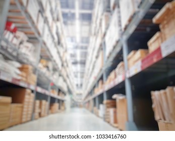 Blurred image of warehouse or storehouse interior